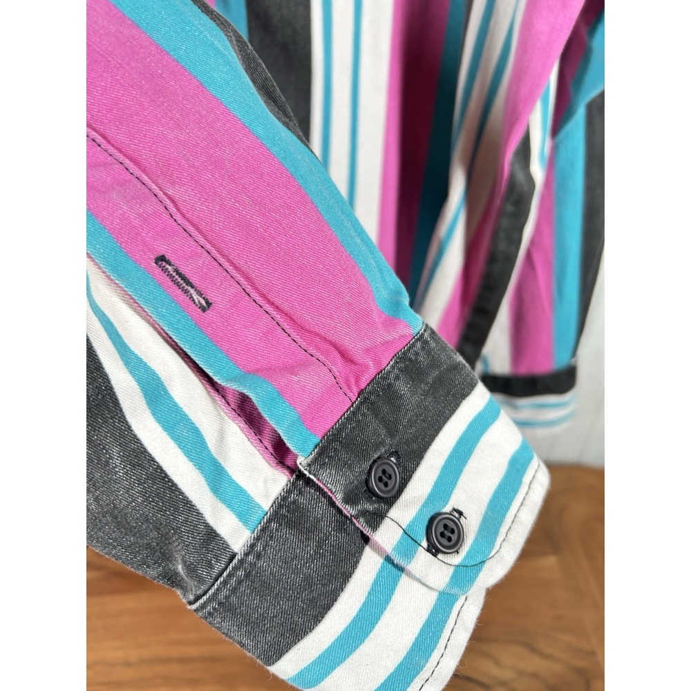 Vtg Wrangler Brushpopper Shirt Mens 18 35 2XL Pink Teal Black Western Rodeo - Picture 4 of 9
